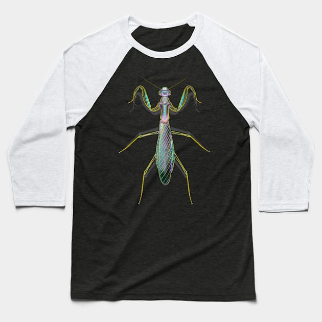 Green Neon Mantis Baseball T-Shirt by crunchysqueak